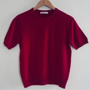 Johnstons Cashmere Red T-Shirt Sweater Size Medium